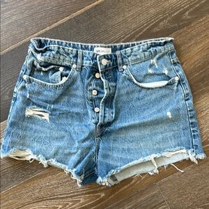 Zara Denim Blue Distressed Women Shorts